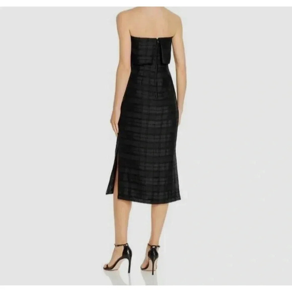 C/ MEO Collective Black Strapless Side Slit Plaid Refresh Cocktail Dress Size M - Picture 2 of 12